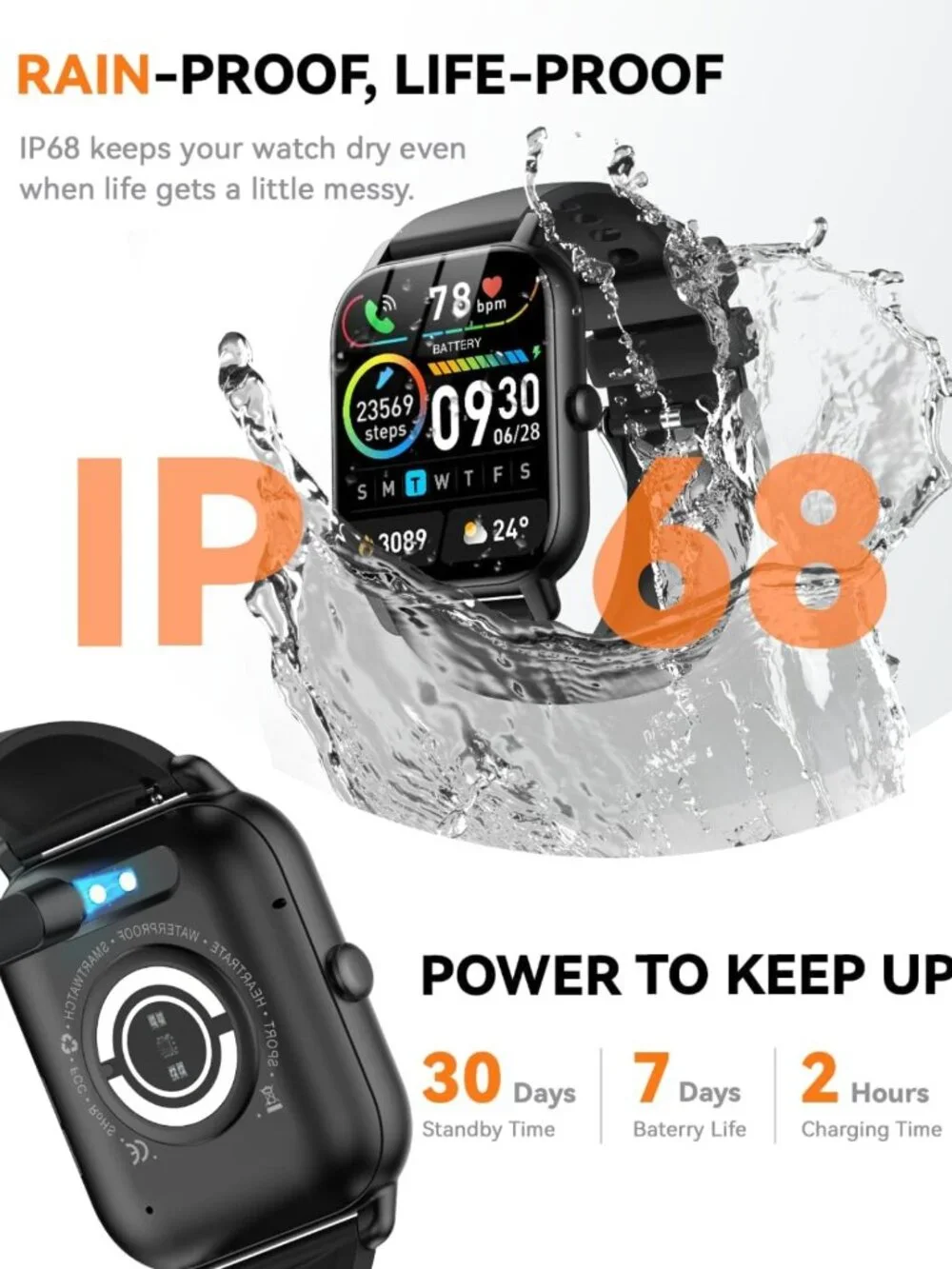 Waterproof Fitness Tracker Smart Watch for Men & Women, Activity & Sleep Monitor